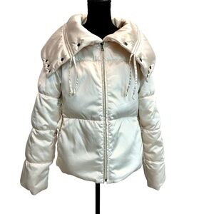 Tommy Hilfiger Ivory light cream puffer jacket coat high neck Sz M